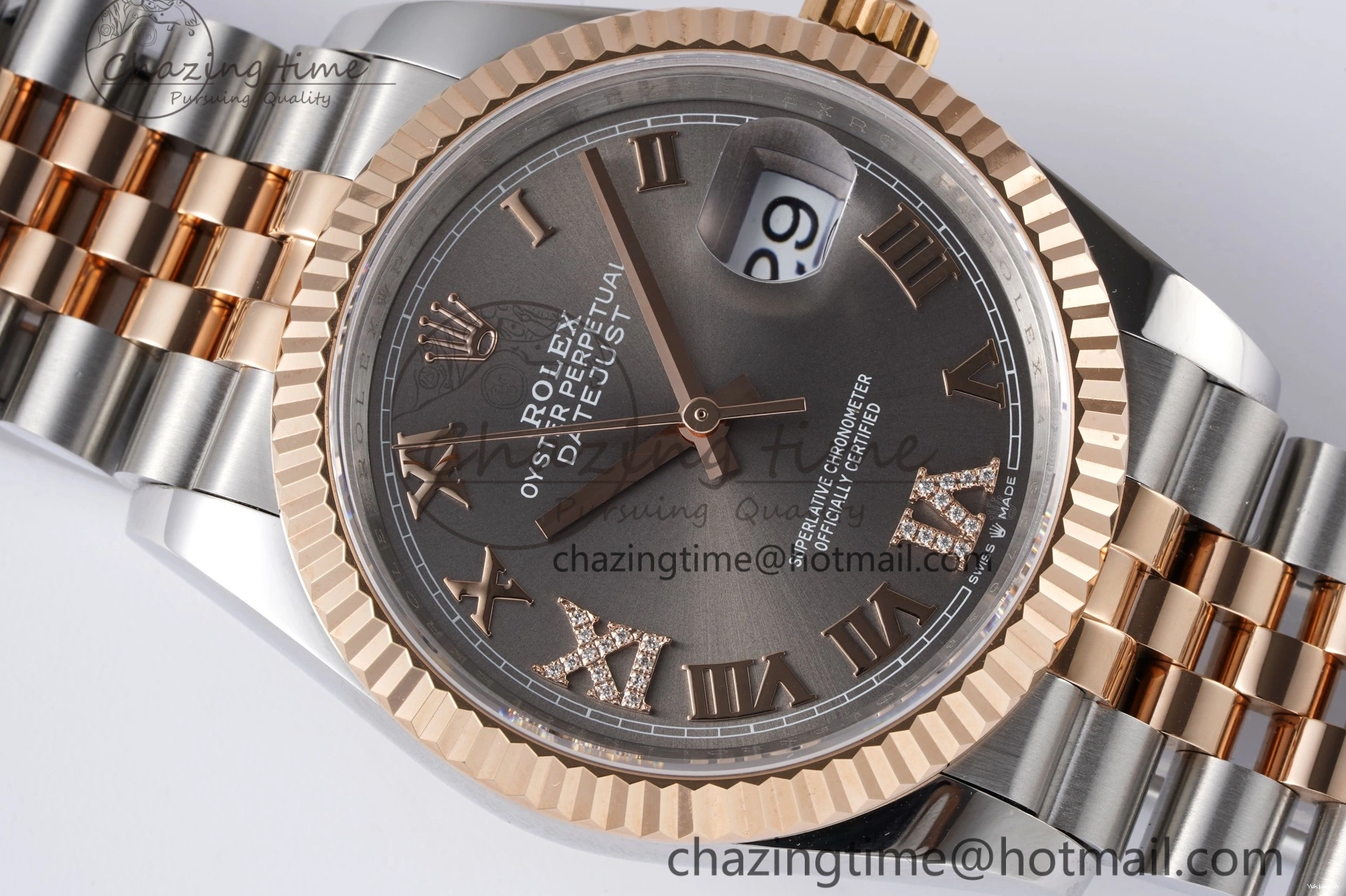 Gray Markers Bracelet Dial 126231 RG 36 DateJust JDF Plated Jubilee 904L RG Steel Roman V2 SS on 1218